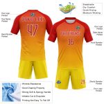 Custom Sublimation Volleyball Uniform Jersey - Personalized Yellow Red-White Geometric Shape with Name and Number Personalized