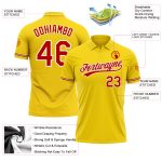 Custom Name Number Yellow Red-White Vapor Performance Golf Polo Shirt - Personalized Team Apparel Personalized Yellow Red-White
