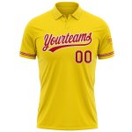 Custom Name Number Yellow Red-White Vapor Performance Golf Polo Shirt - Personalized Team Apparel Personalized Yellow Red-White
