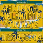 Custom Name Number Baseball Jersey with 3D Pattern Hawaii Palm Trees Yellow Royal Design - Personalized Sun Beach Team Gear