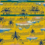 Custom Name Number Baseball Jersey with 3D Pattern Hawaii Palm Trees Yellow Royal Design - Personalized Sun Beach Team Gear