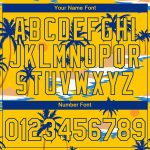 Custom Name and Number Hawaii Palm Trees 3D Pattern Performance T-Shirt - Yellow Royal Design for Beach Team Personalized
