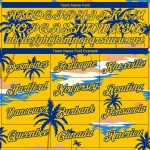 Custom Name and Number Hawaii Palm Trees 3D Pattern Performance T-Shirt - Yellow Royal Design for Beach Team Personalized