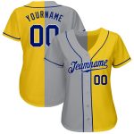 Custom Name Number Baseball Jersey - Personalized Yellow Gray-White Authentic Split Team Fashion Personalized Yellow Royal