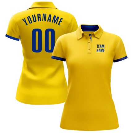 Customized Yellow Golf Polo Shirt with Team Name and Number - Royal Performance Design Personalized Yellow Royal Performance