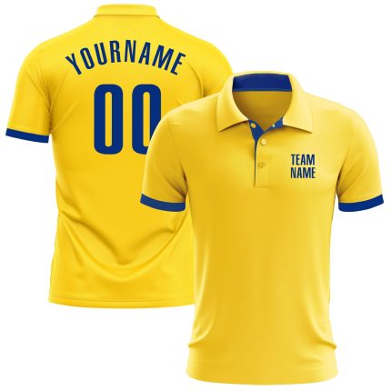 Customized Yellow Golf Polo Shirt with Team Name and Number - Royal Performance Design Personalized Yellow Royal Performance
