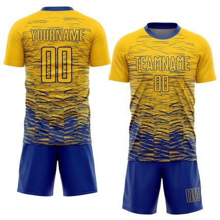 Custom Team Soccer Jersey - Personalized Yellow Royal Sublimation Uniform with Name & Number Personalized Yellow Royal Sublimation