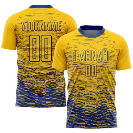Custom Team Soccer Jersey - Personalized Yellow Royal Sublimation Uniform with Name & Number Personalized Yellow Royal Sublimation