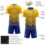 Custom Team Soccer Jersey - Personalized Yellow Royal Sublimation Uniform with Name & Number Personalized Yellow Royal Sublimation