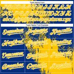 Custom Name Number Softball Jersey Unisex Brush Stroke 3D Pattern Yellow Royal-White Two-Button Design Personalized Yellow