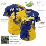 Custom Name and Number Personalized Baseball Jersey - Yellow Royal-White 3D Abstract Brush Stroke Design Personalized Yellow