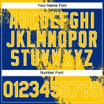 Custom Name and Number Performance T-Shirt with Personalized Yellow Royal-White 3D Abstract Brush Stroke Design Personalized
