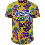 Customizable 3D Pattern Yellow and White Baseball Jersey with Big Flower Design from Northeast China - Authentic Team Jersey