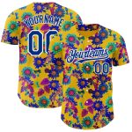 Customizable 3D Pattern Yellow and White Baseball Jersey with Big Flower Design from Northeast China - Authentic Team Jersey