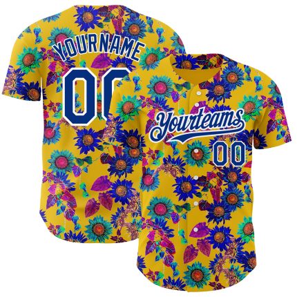 Customizable 3D Pattern Yellow and White Baseball Jersey with Big Flower Design from Northeast China - Authentic Team Jersey
