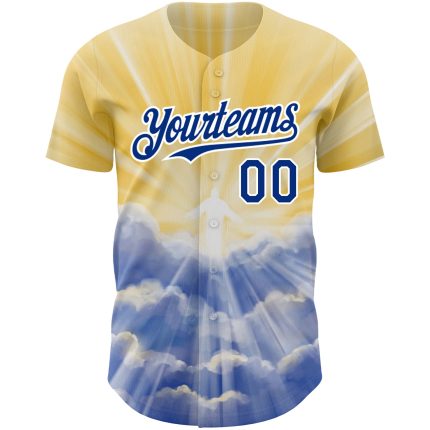 Personalized Jesus Christ Baseball Jersey with Yellow Royal-White 3D Pattern, Custom Name & Number, Authentic Team Design