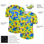 Custom Name and Number Tropical Hawaii Plant Performance T-Shirt with Bird, Personalized Yellow and White 3D Pattern Design