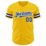 Personalized Authentic Baseball Jersey - Yellow Royal-White Design Personalized Yellow Royal-White Authentic Baseball Jersey