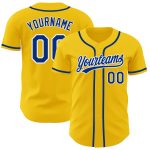 Custom Name and Number Personalized Baseball Jersey - Yellow Royal White Authentic Team Jersey Personalized Yellow Royal-White