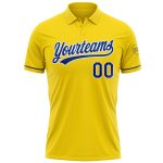 Custom Name and Number Yellow Royal-White Performance Golf Polo Shirt - Personalized Team Apparel Personalized Yellow Royal-White