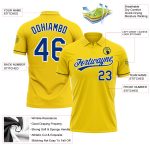 Custom Name and Number Yellow Royal-White Performance Golf Polo Shirt - Personalized Team Apparel Personalized Yellow Royal-White