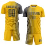 Custom Soccer Jersey with Personalized Name and Number, Yellow Steel Gray Lines Design, Sublimation Uniform Personalized