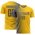 Custom Soccer Jersey with Personalized Name and Number, Yellow Steel Gray Lines Design, Sublimation Uniform Personalized