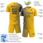 Custom Soccer Jersey with Personalized Name and Number, Yellow Steel Gray Lines Design, Sublimation Uniform Personalized