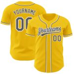 Custom Team Baseball Jersey - Personalized Yellow Gray White Authentic with Name and Number Personalized Yellow Steel Gray-White