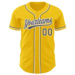 Custom Team Baseball Jersey - Personalized Yellow Gray White Authentic with Name and Number Personalized Yellow Steel Gray-White
