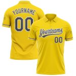 Custom Name Number Performance Vapor Golf Polo Shirt - Personalized Yellow Steel Gray-White Personalized Yellow Steel Gray-White