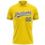 Custom Name Number Performance Vapor Golf Polo Shirt - Personalized Yellow Steel Gray-White Personalized Yellow Steel Gray-White