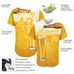 Personalized 3D Pattern Design Beer Baseball Jersey - Yellow White Authentic Jersey Personalized Yellow White 3D Pattern