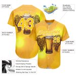 Custom Name and Number Beer Jersey - Personalized 3D Yellow White Pattern Authentic Baseball Team Jersey Personalized Yellow
