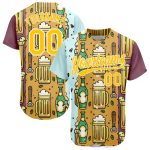 Custom 3D Pattern Beer Festival Baseball Jersey in Yellow and White Personalized Yellow White 3D Pattern Design Beer Festival