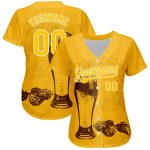 Custom Name Number Baseball Jersey 3D Pattern Design Yellow White Authentic for Beer Festival Personalized Yellow White 3D