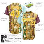 Custom 3D Pattern Beer Festival Baseball Jersey in Yellow and White Personalized Yellow White 3D Pattern Design Beer Festival