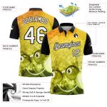 Custom Name Number Polo Shirt for Billiards, Yellow Black White 3D Pattern Design, Team Performance Wear Personalized Yellow