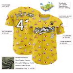 Custom 3D Pattern Baseball Jersey with Name and Number - Personalized Yellow White-Black Duck Design Personalized Yellow
