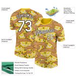 Custom Name and Number Food Pizza Performance T-Shirt - Personalized 3D Pattern Design in Yellow and White-Black Personalized