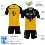 Custom Name & Number Sublimation Volleyball Jersey - Personalized Yellow Black & White Uniform Team Apparel Personalized