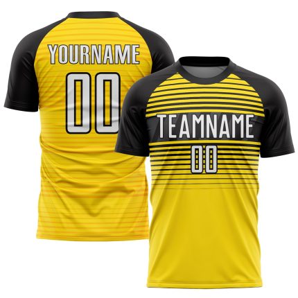 Custom Personalized Soccer Jersey with Name and Number - Yellow White Black Sublimation Team Uniform Personalized Yellow