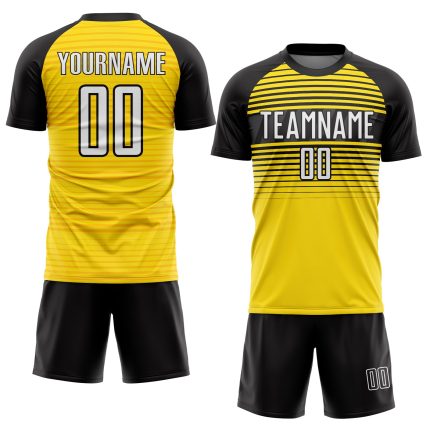 Custom Personalized Soccer Jersey with Name and Number - Yellow White Black Sublimation Team Uniform Personalized Yellow
