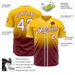 Custom Name Number Personalized Baseball Jersey - Yellow White Burgundy Authentic Fade Fashion Sportswear Personalized Yellow