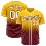 Custom Name Number Personalized Baseball Jersey - Yellow White Burgundy Authentic Fade Fashion Sportswear Personalized Yellow