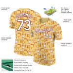 Custom Oktoberfest Beer Festival T-Shirt with 3D Pattern, Yellow White-Crimson, Personalized Name and Number, Team Shirt
