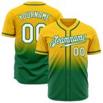 Custom Authentic Fade Baseball Jersey with Personalized Name and Number in Yellow and Kelly Green Personalized Yellow White-Kelly